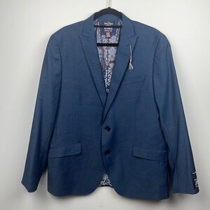 The Savile Row London Mens Navy Brixton Solid Brit Skinny Suit Jacket 44R NWT